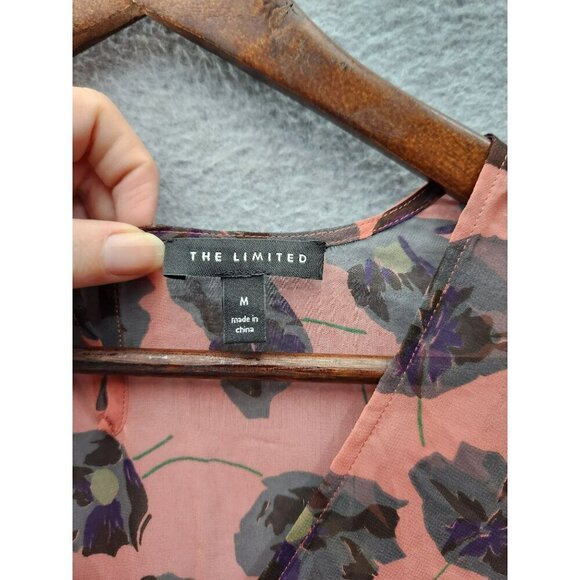 The Limited Womens Floral Print Top With Puff Sleeves & Tie Back M 100% Polyeste - Picture 2 of 6